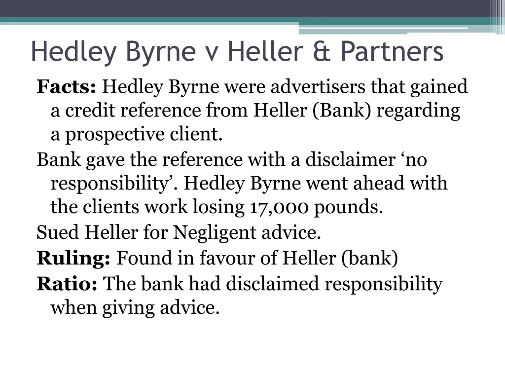 hedley byrne v heller partners facts hedley byrne