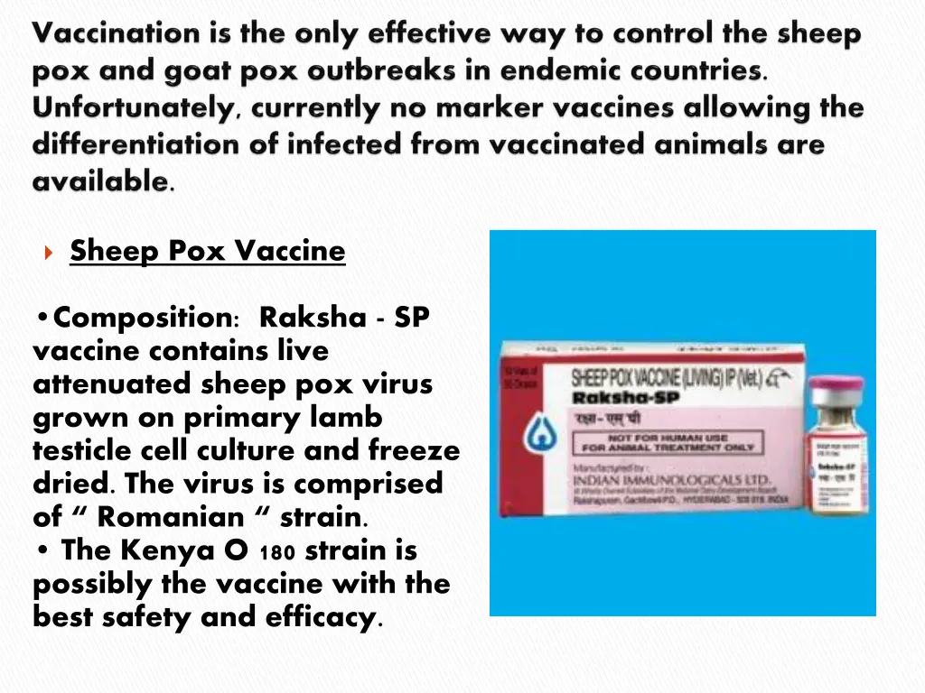 sheep pox vaccine composition raksha sp vaccine