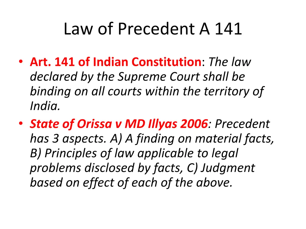 law of precedent a 141