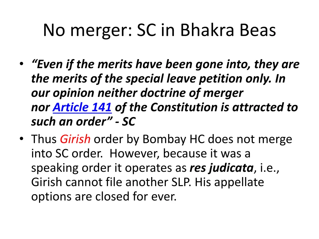 no merger sc in bhakra beas