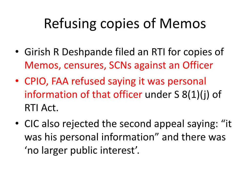 refusing copies of memos