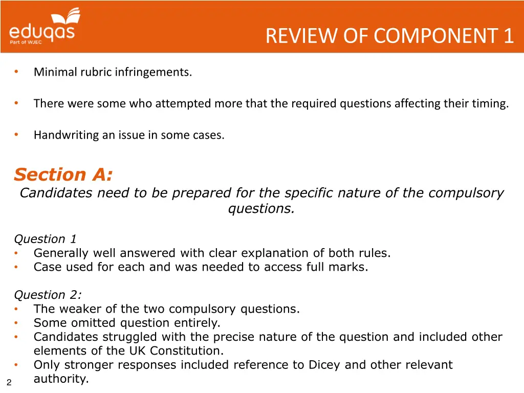 review of component 1