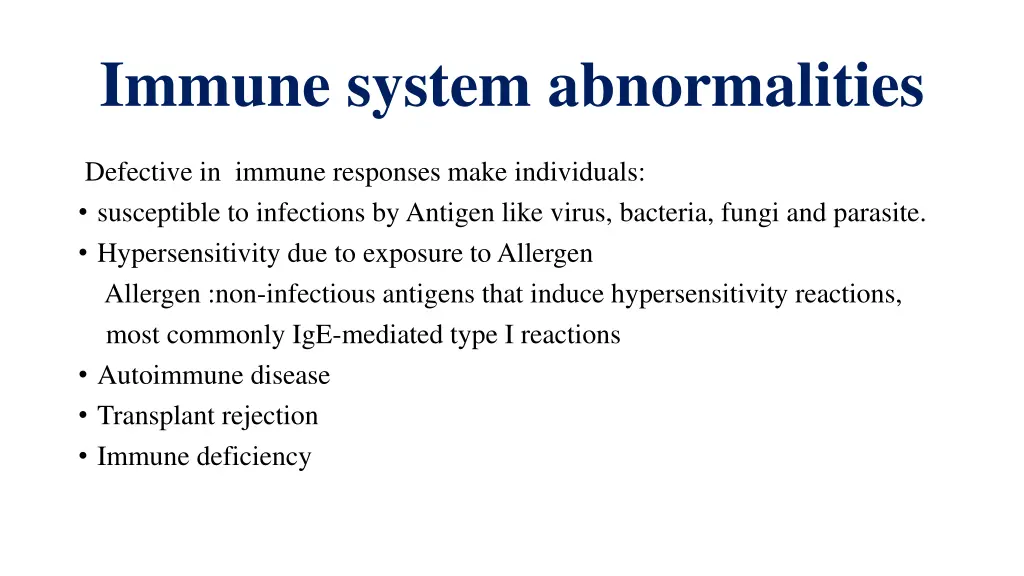 immune system abnormalities