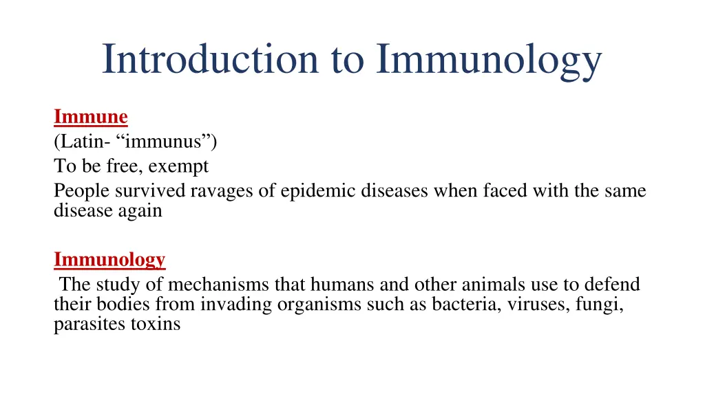 introduction to immunology