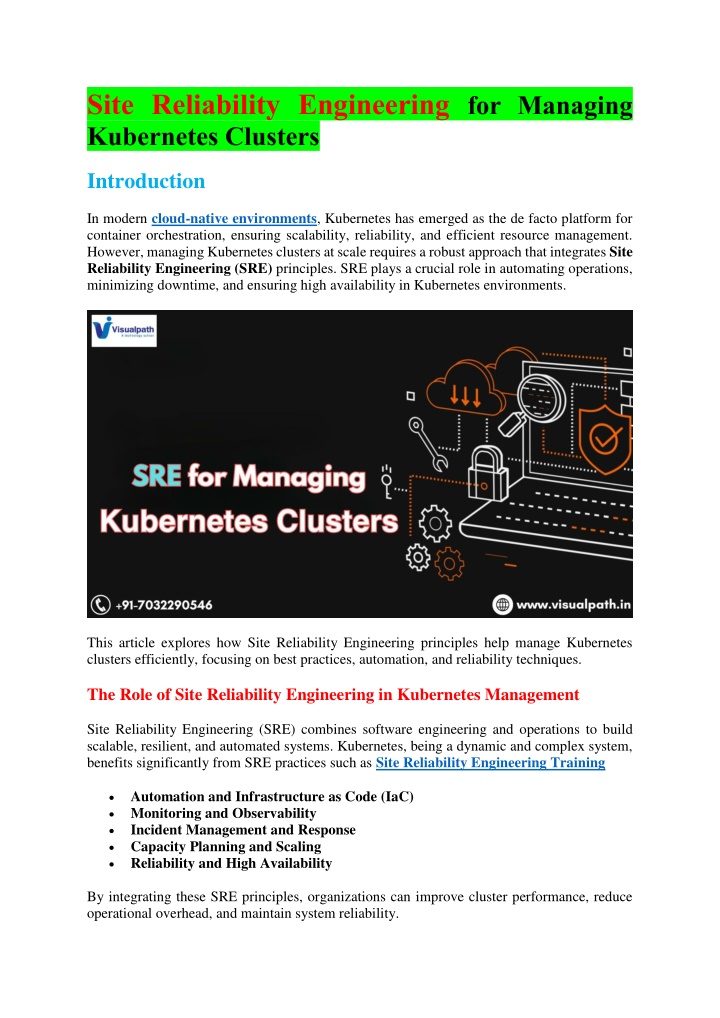 site reliability engineering for managing