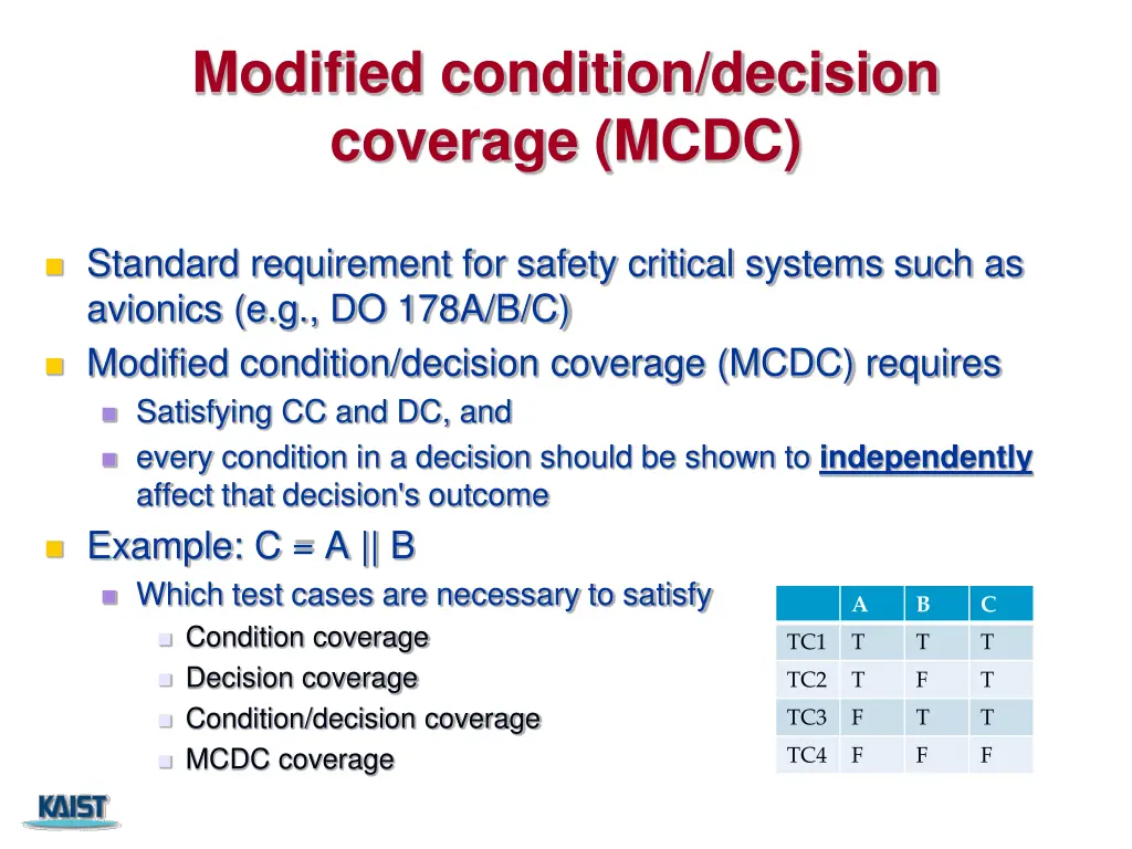 modified condition decision coverage mcdc