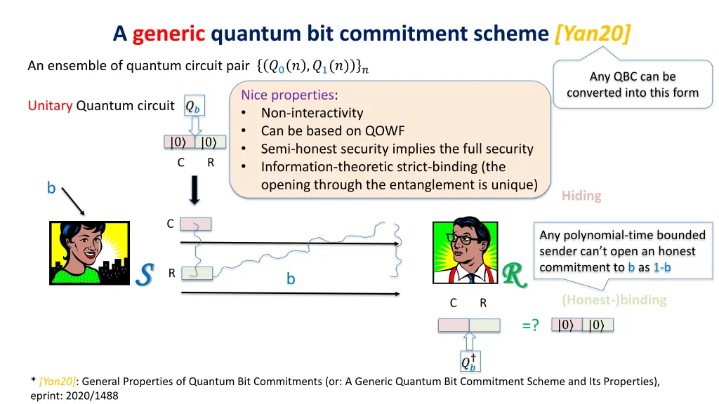 a generic quantum bit commitment scheme yan20