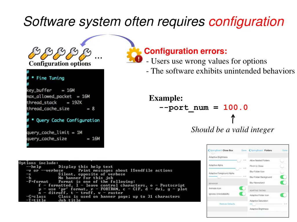 software system often requires configuration