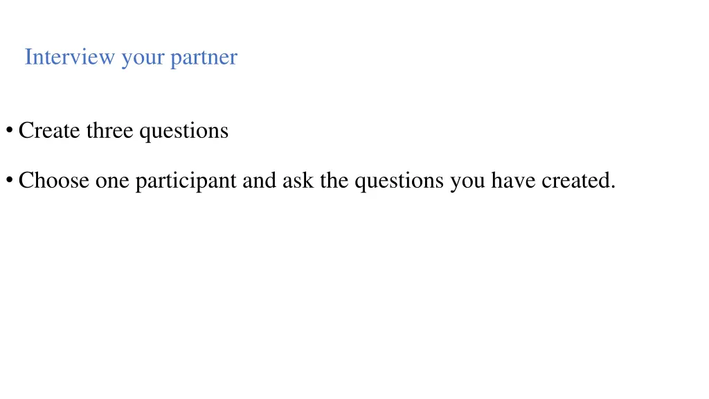 interview your partner