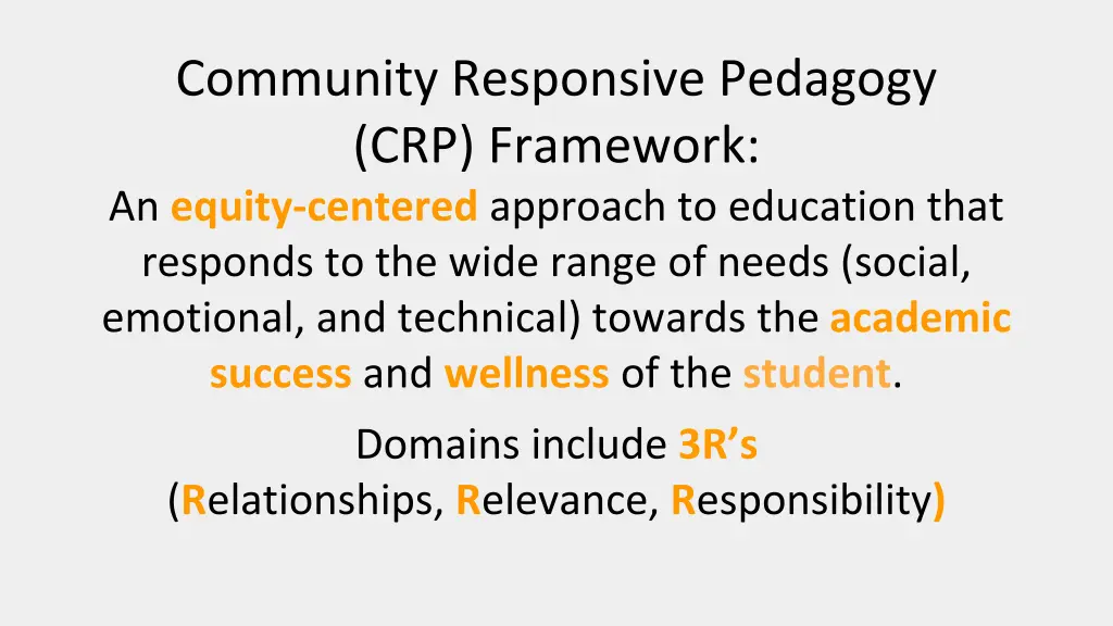 community responsive pedagogy crp framework