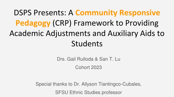 dsps presents a community responsive pedagogy