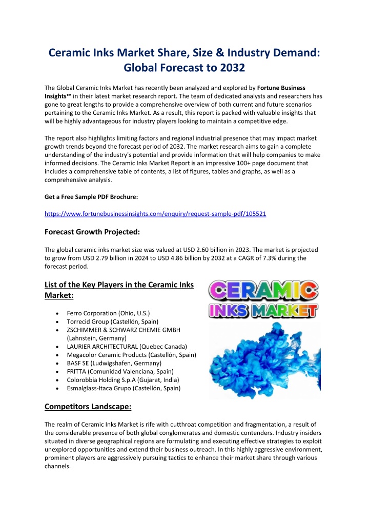 ceramic inks market share size industry demand