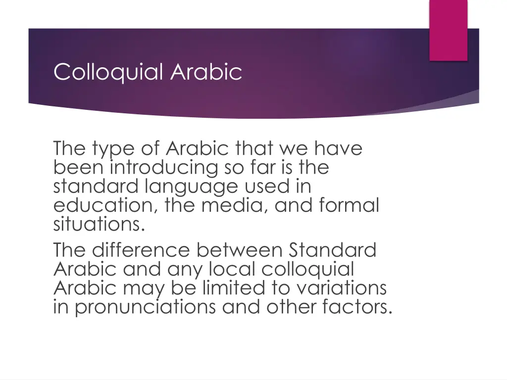 colloquial arabic