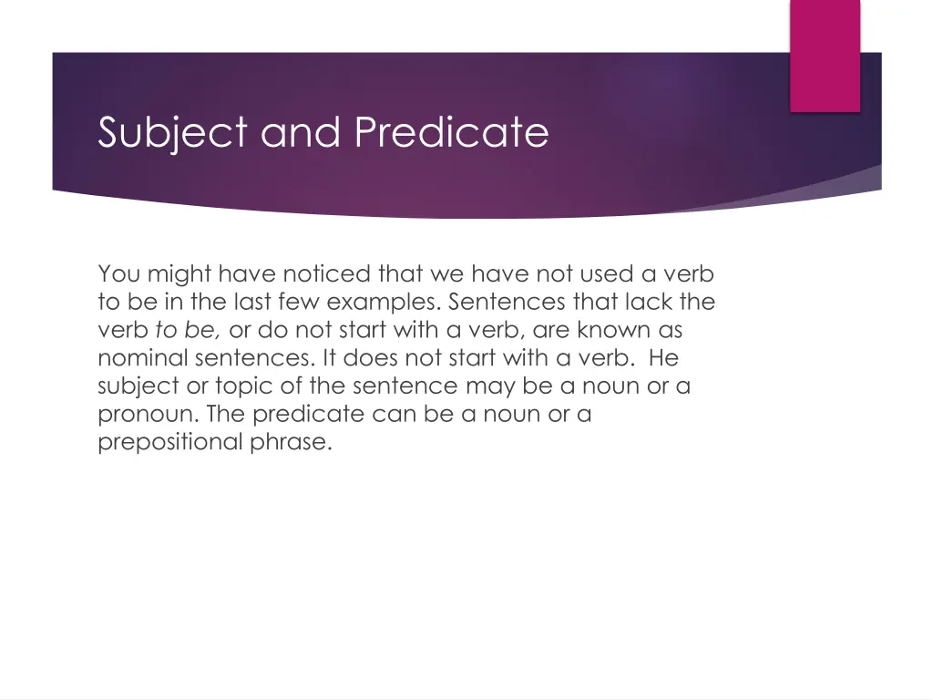 subject and predicate