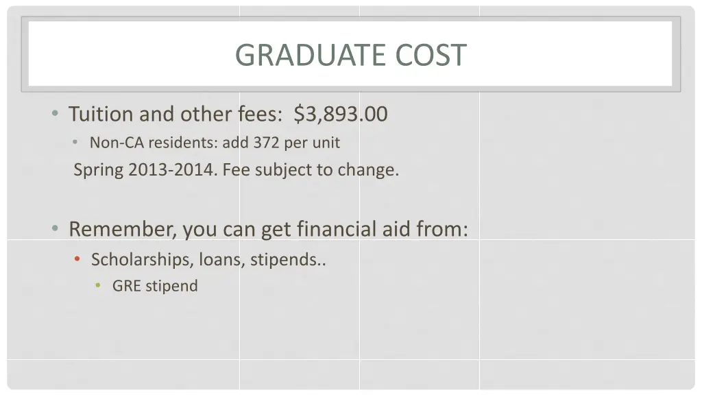 graduate cost