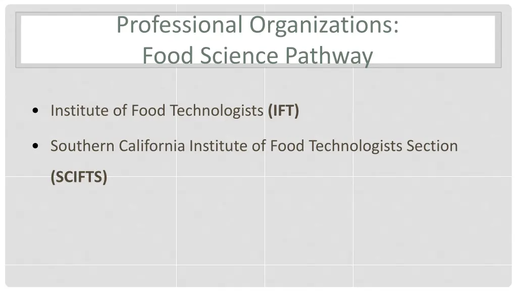 professional organizations food science pathway