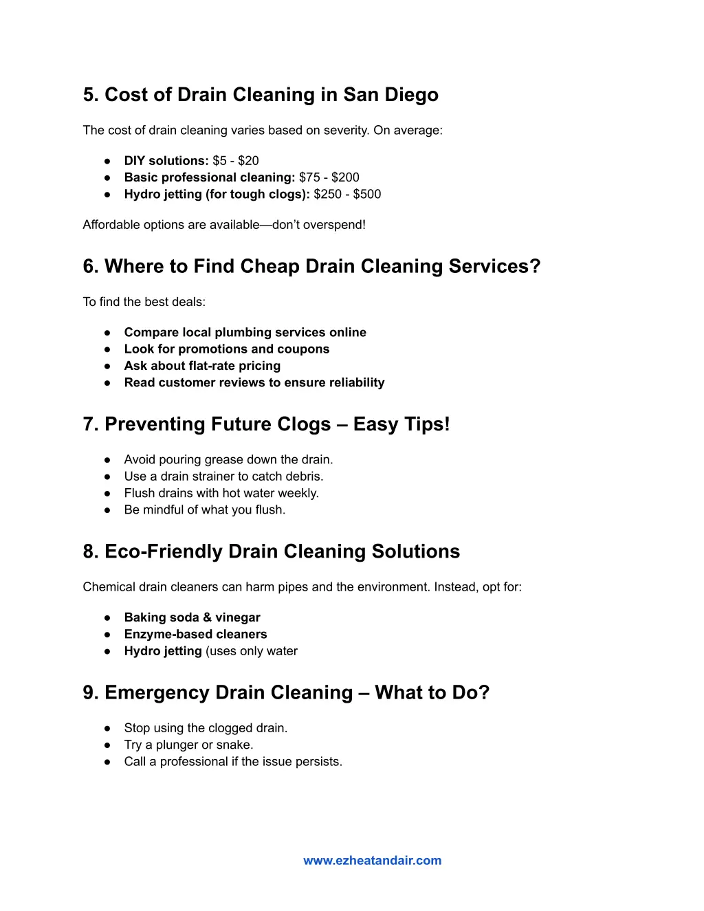5 cost of drain cleaning in san diego