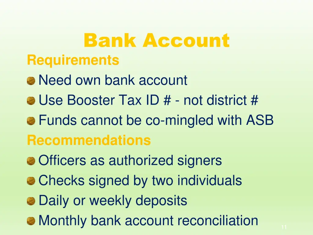 bank account requirements need own bank account