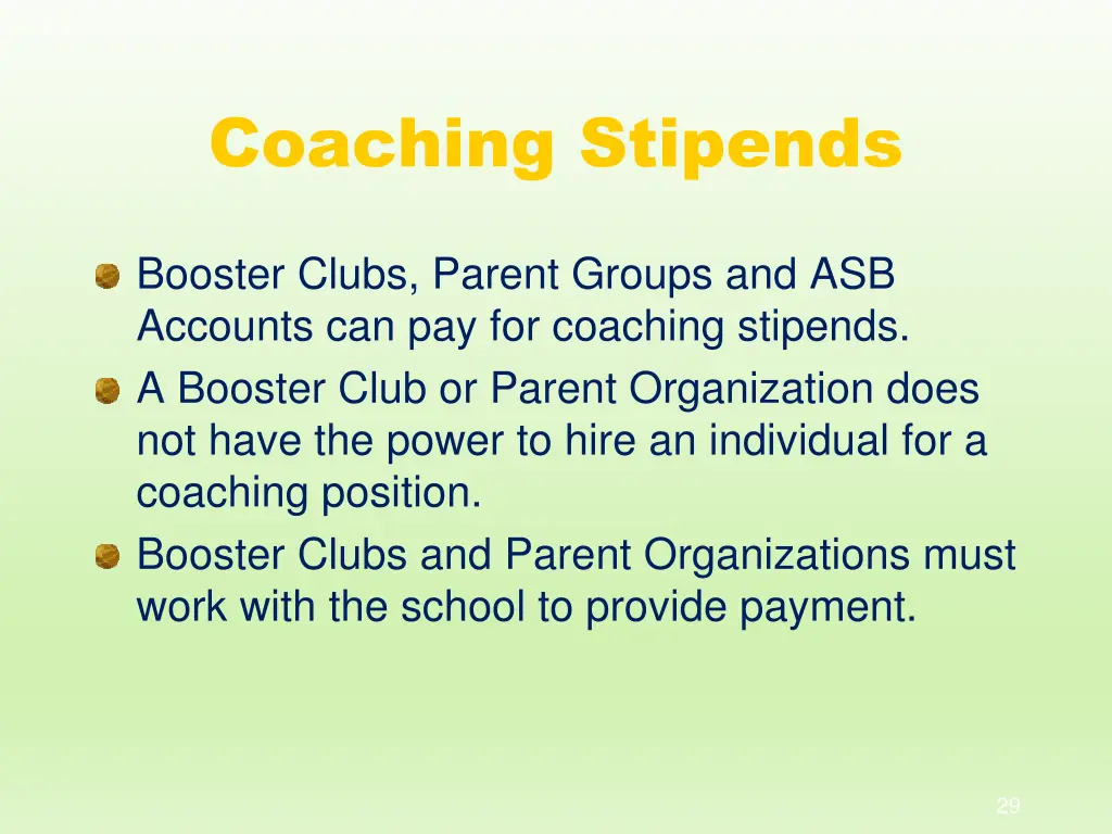 coaching stipends
