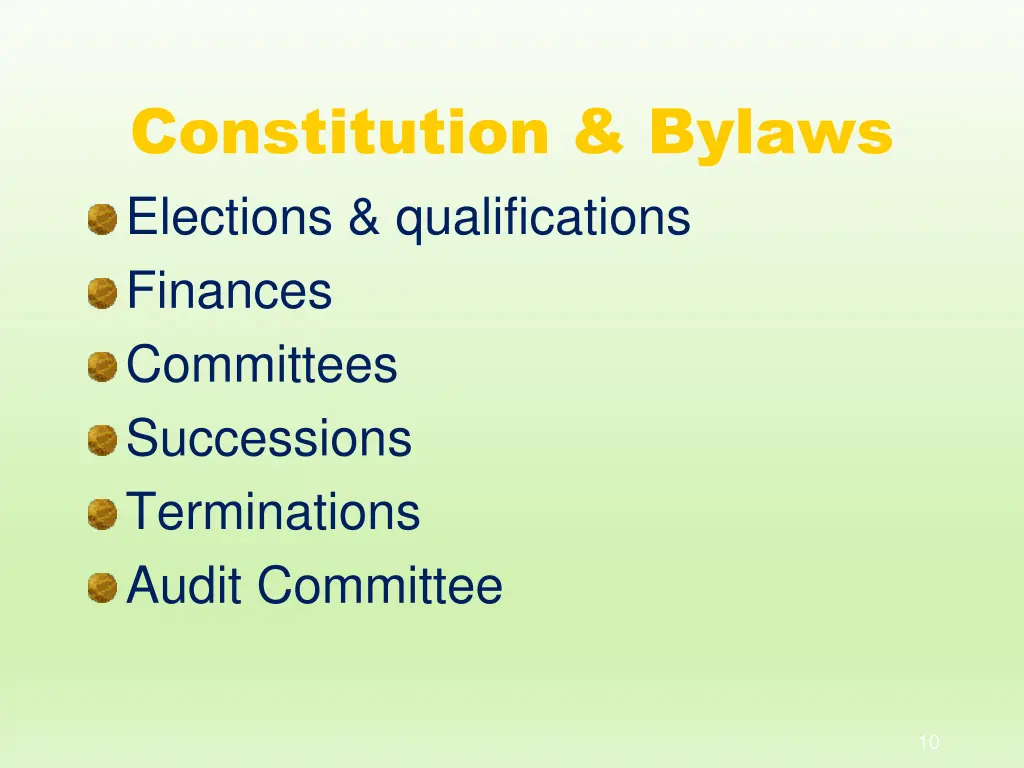constitution bylaws elections qualifications