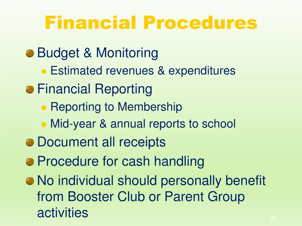 financial procedures
