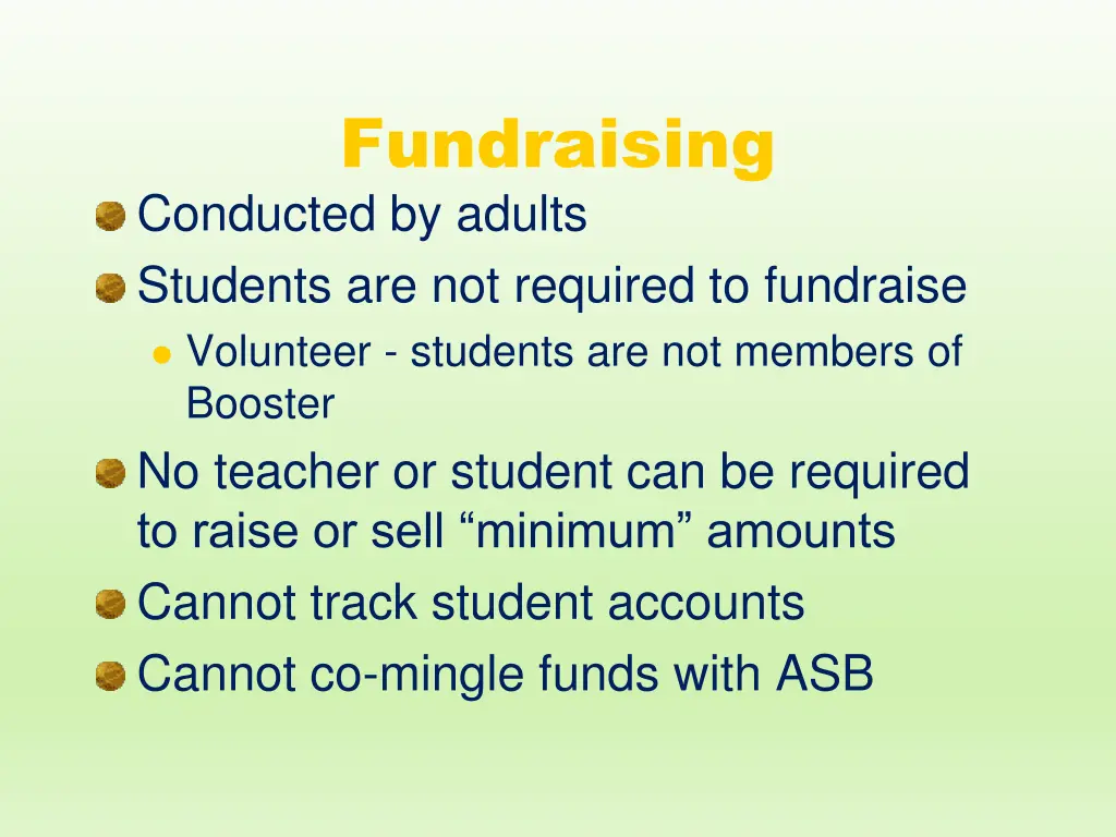fundraising conducted by adults students