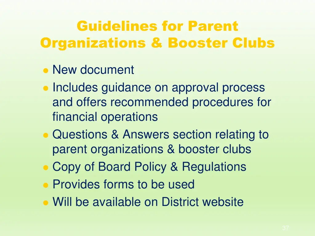 guidelines for parent organizations booster clubs