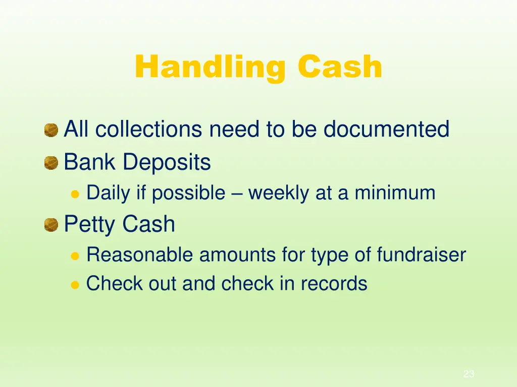 handling cash