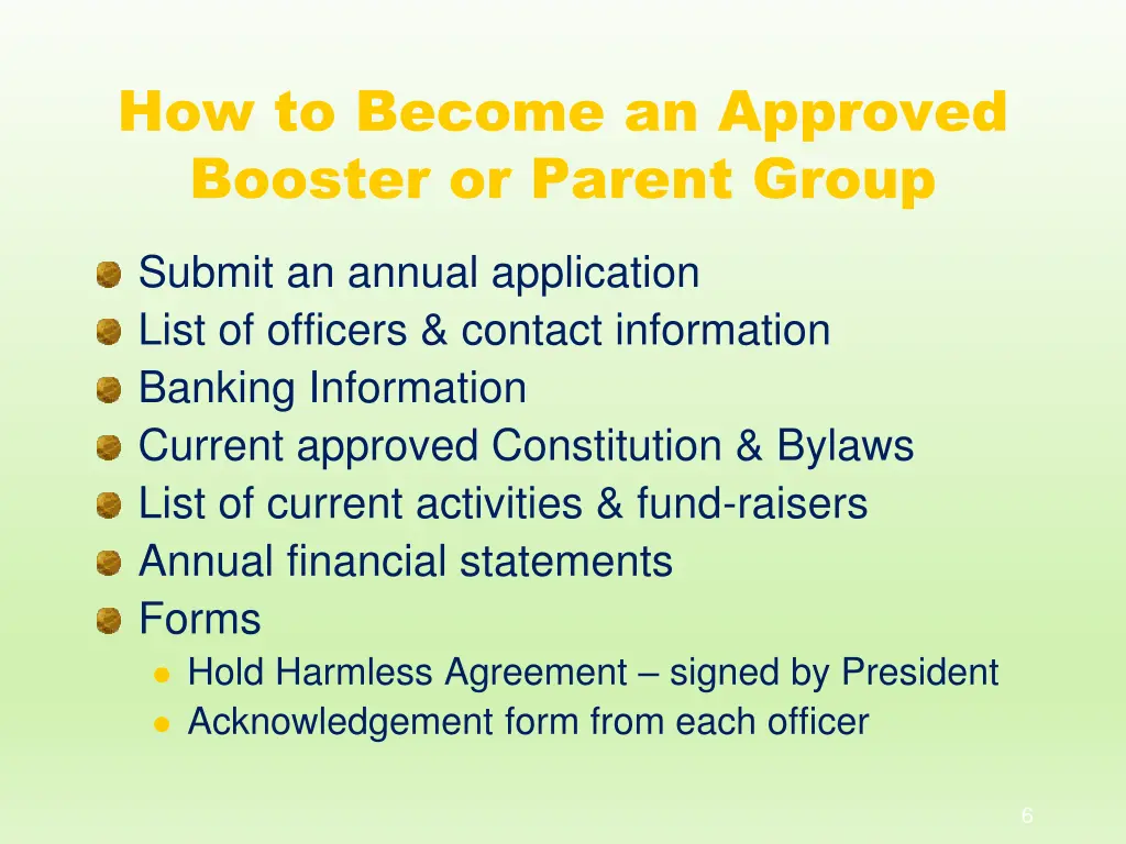 how to become an approved booster or parent group