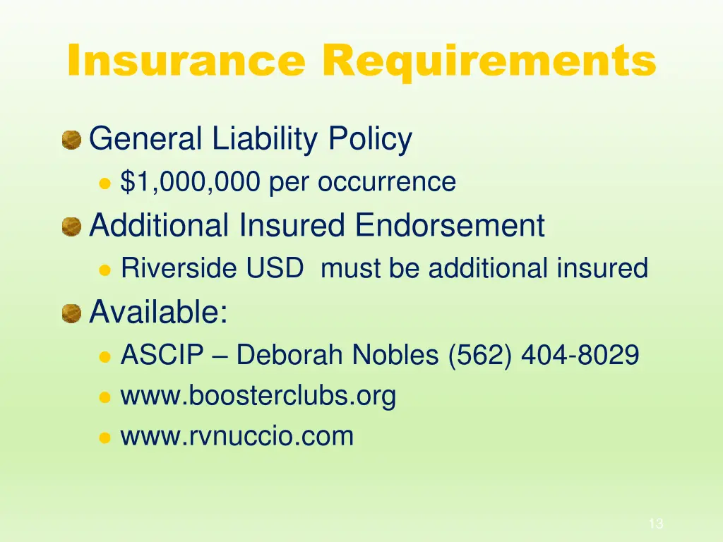 insurance requirements