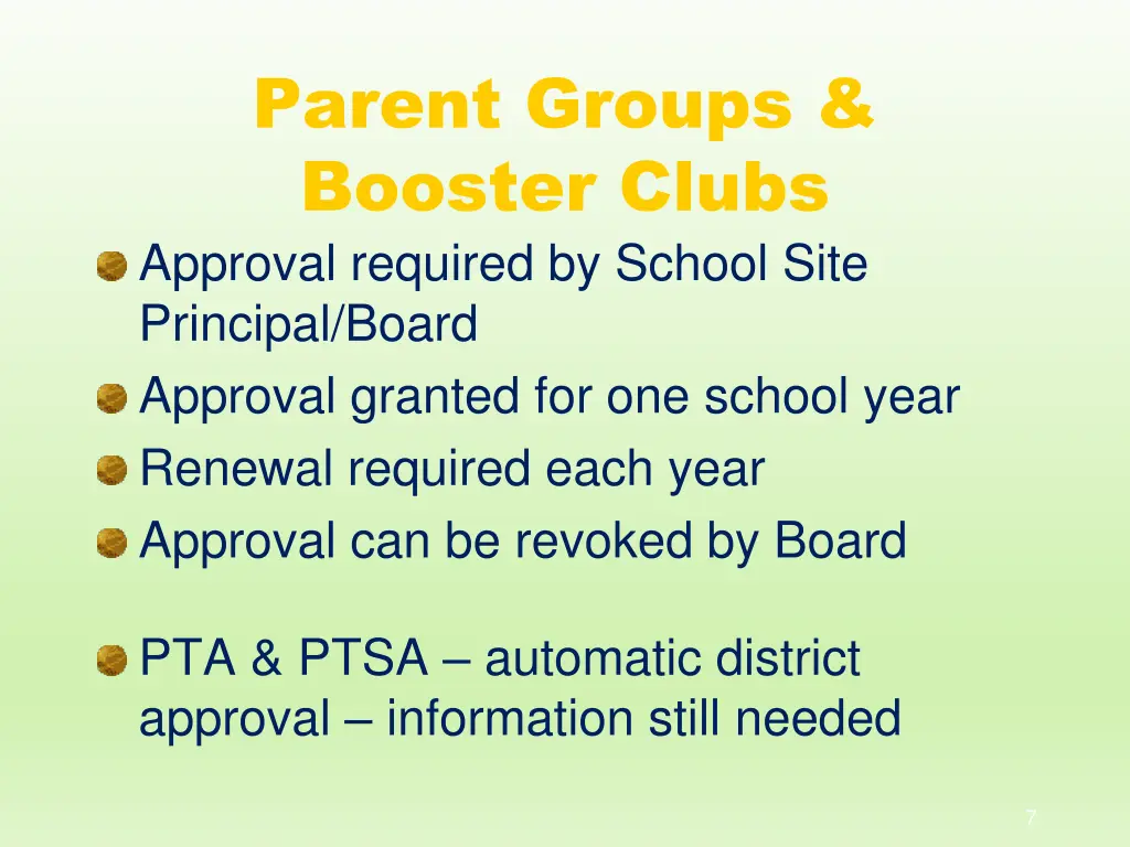 parent groups booster clubs approval required