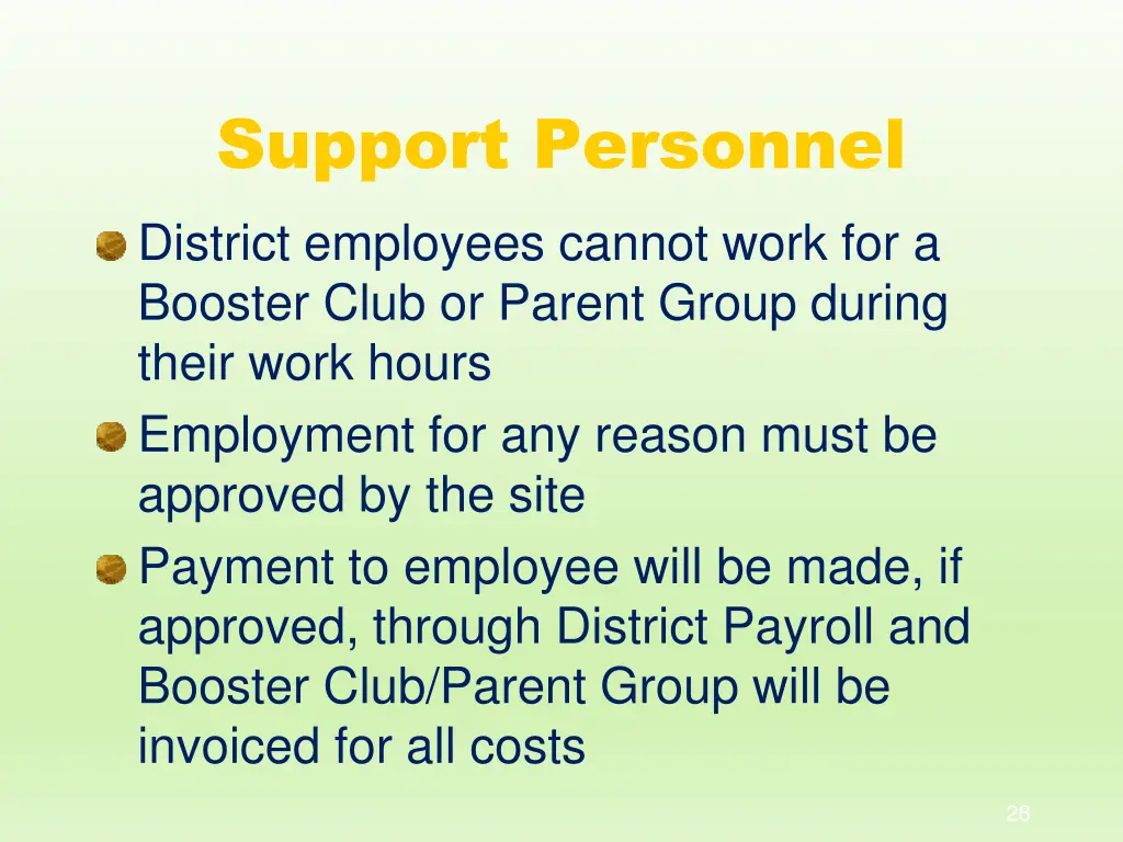 support personnel district employees cannot work