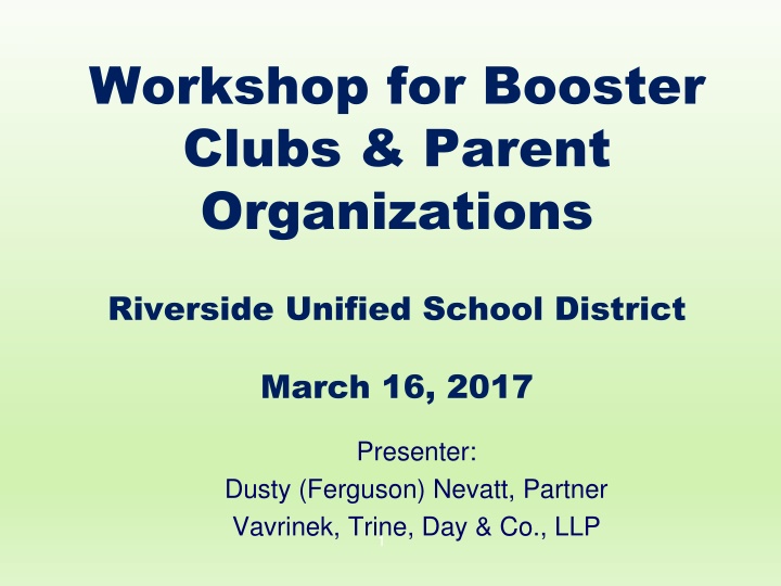 workshop for booster clubs parent organizations