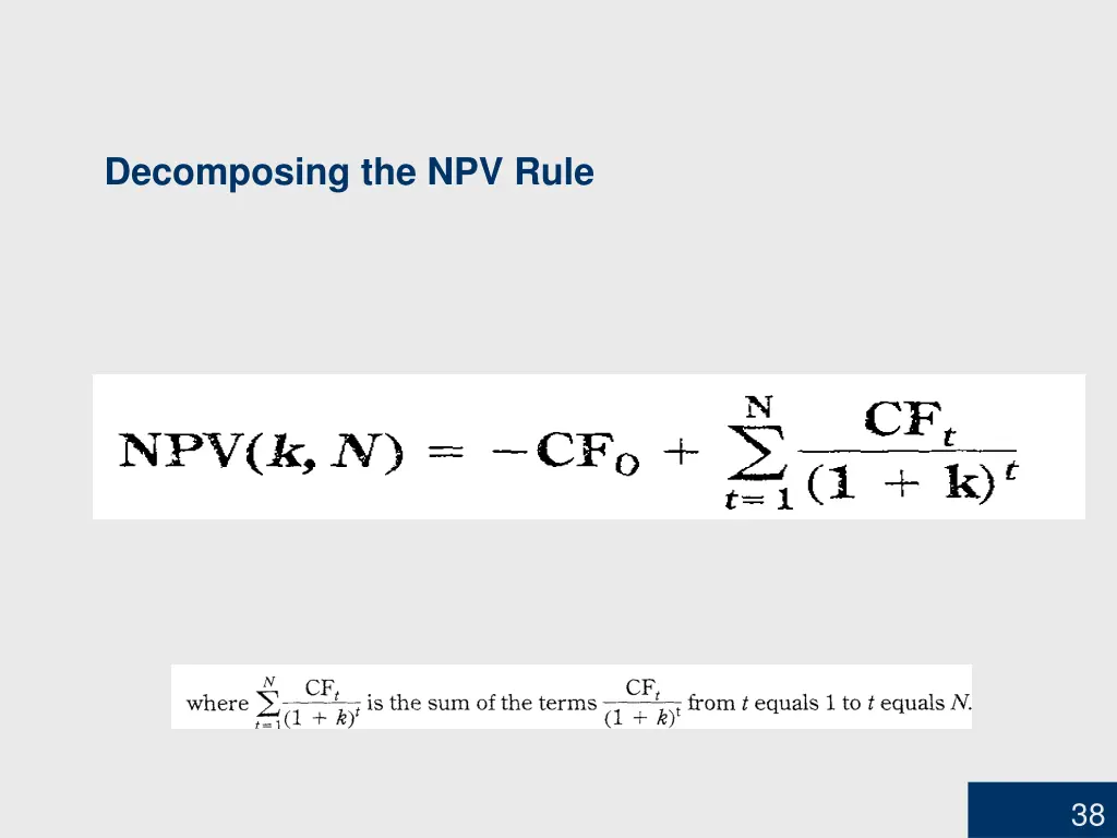 decomposing the npv rule 1