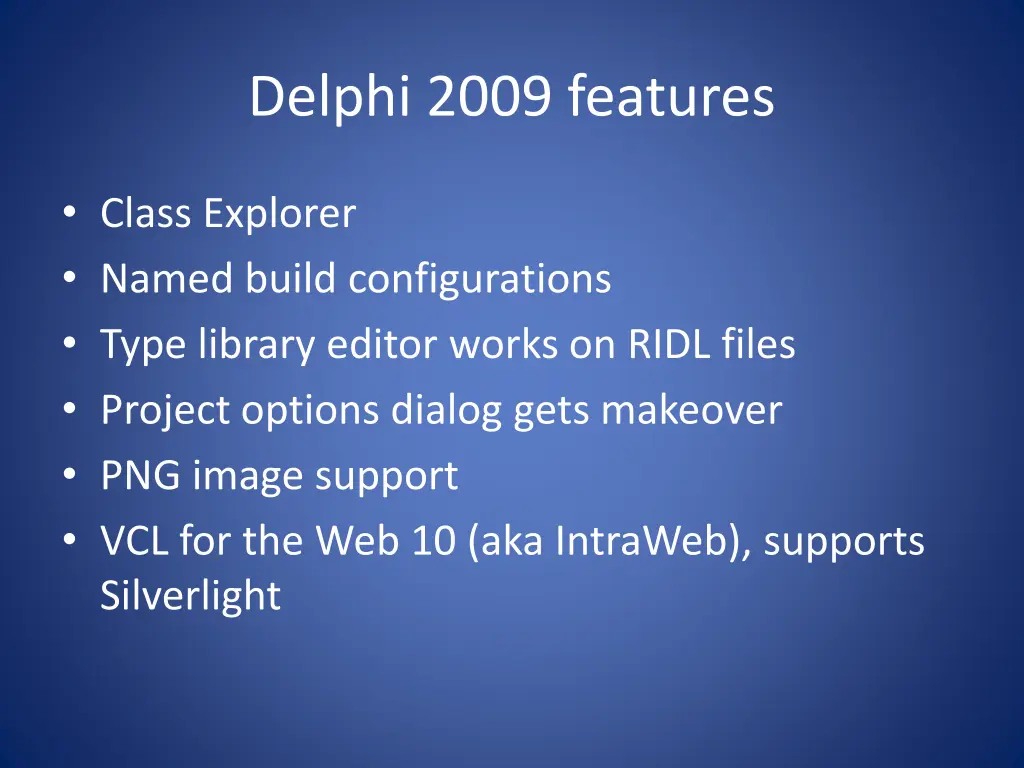 delphi 2009 features 1