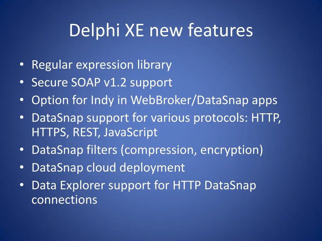 delphi xe new features
