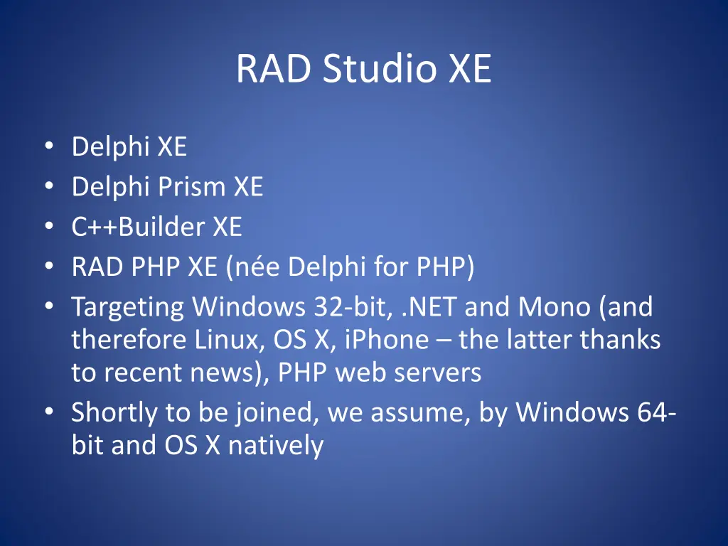rad studio xe 1