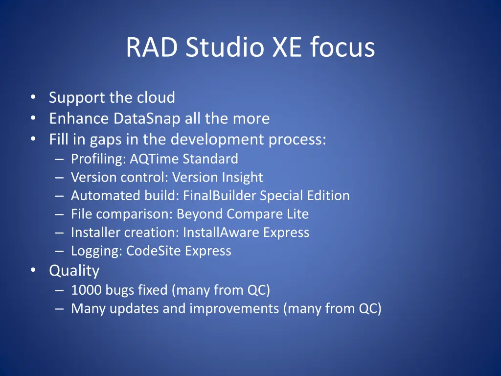 rad studio xe focus