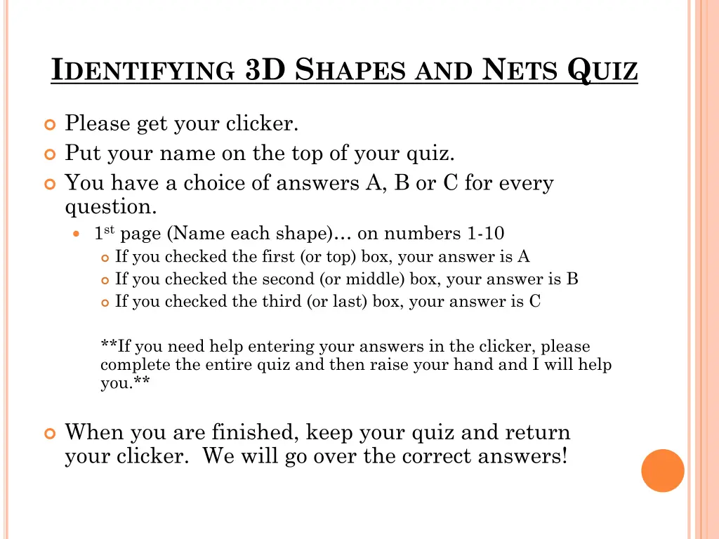 i dentifying 3d s hapes and n ets q uiz