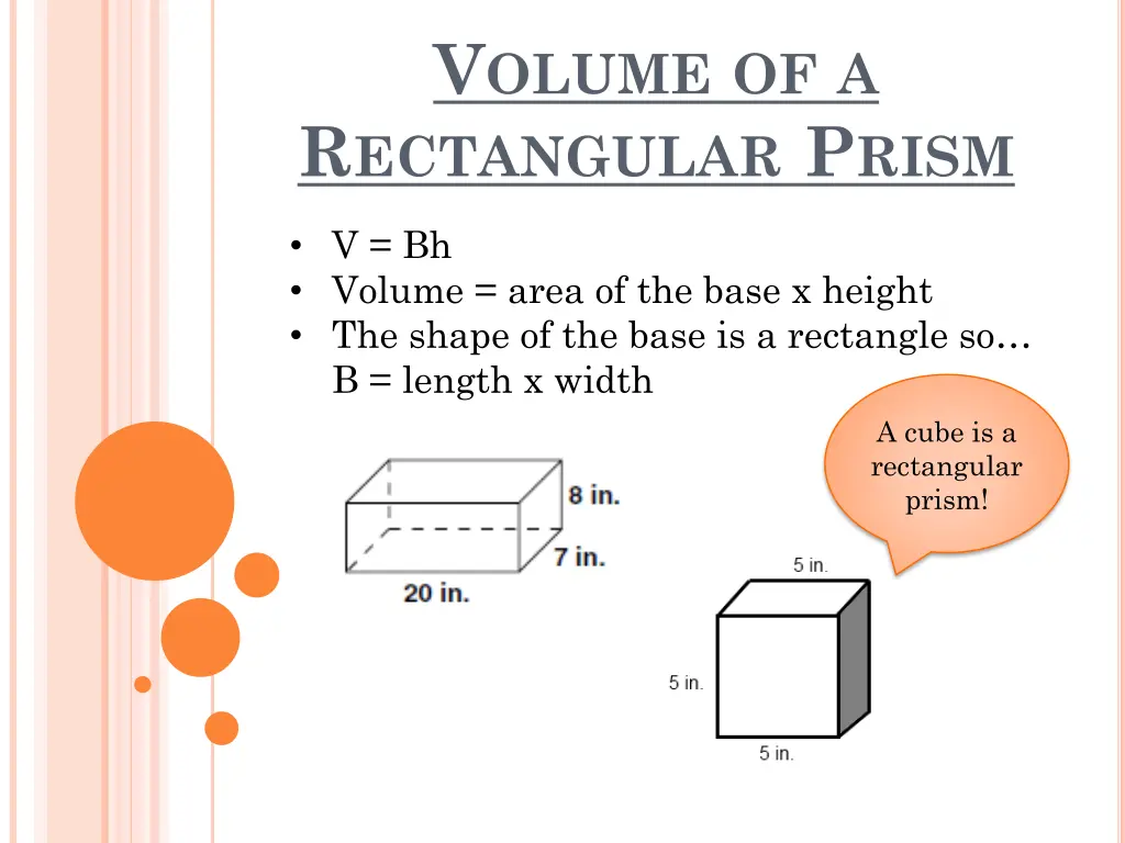 v olume of a r ectangular p rism
