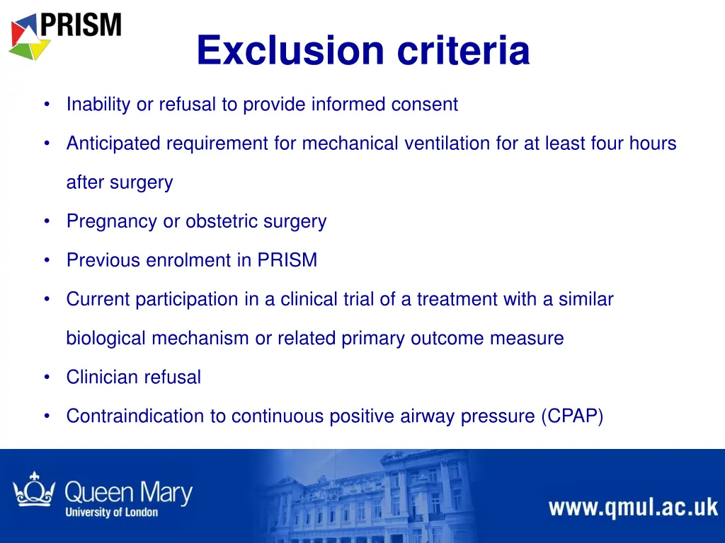 exclusion criteria