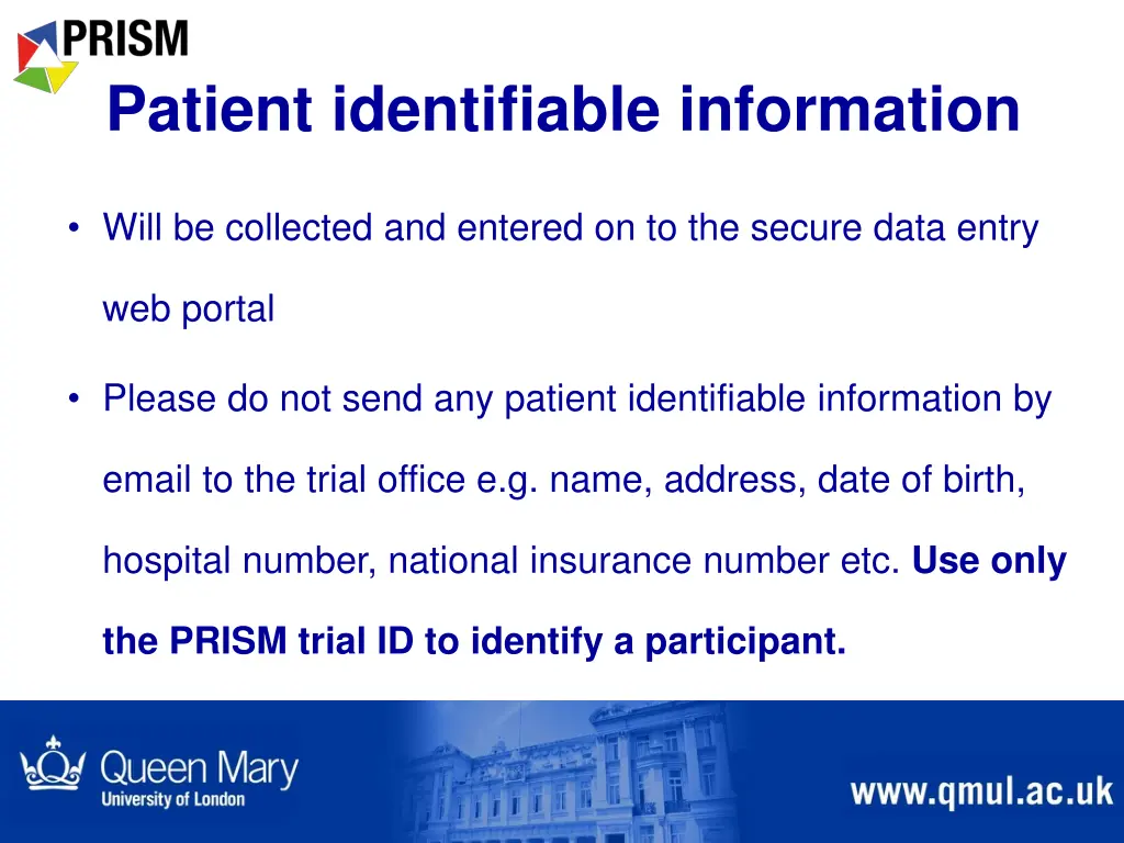 patient identifiable information