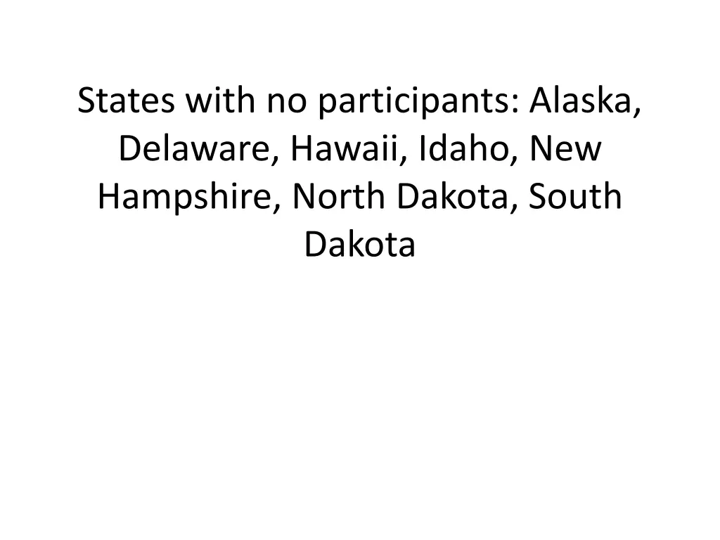 states with no participants alaska delaware