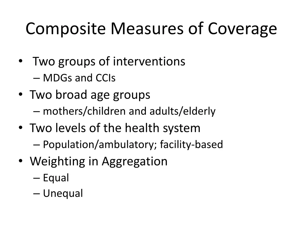 composite measures of coverage