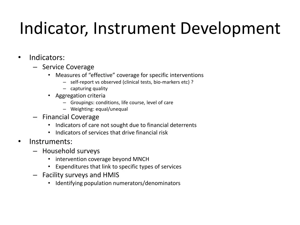 indicator instrument development