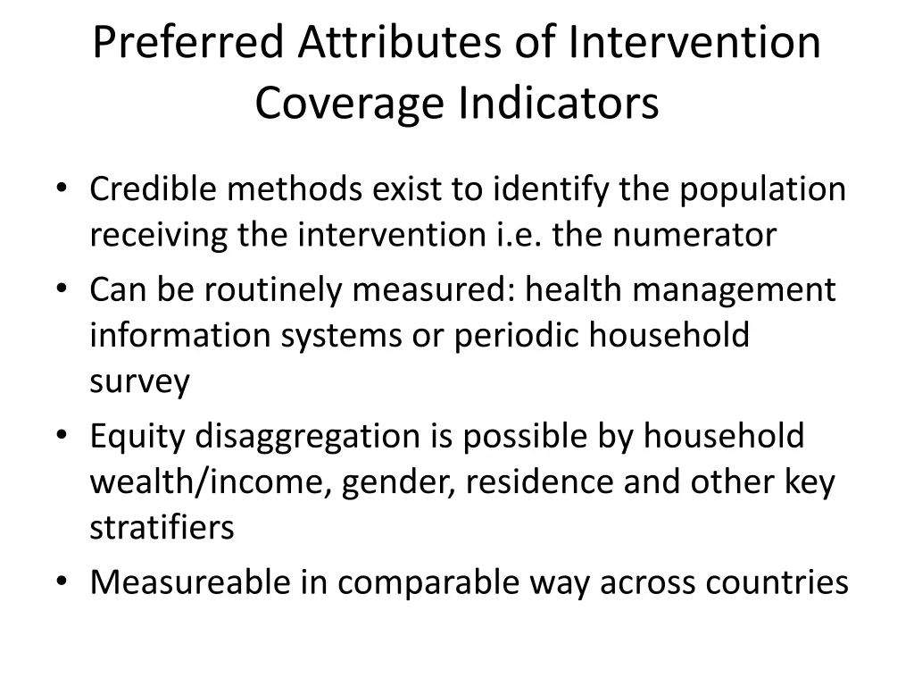 preferred attributes of intervention coverage 1