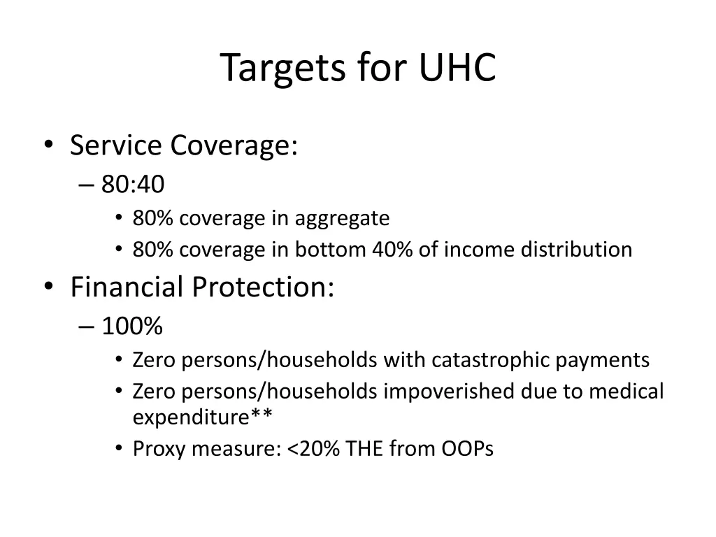 targets for uhc