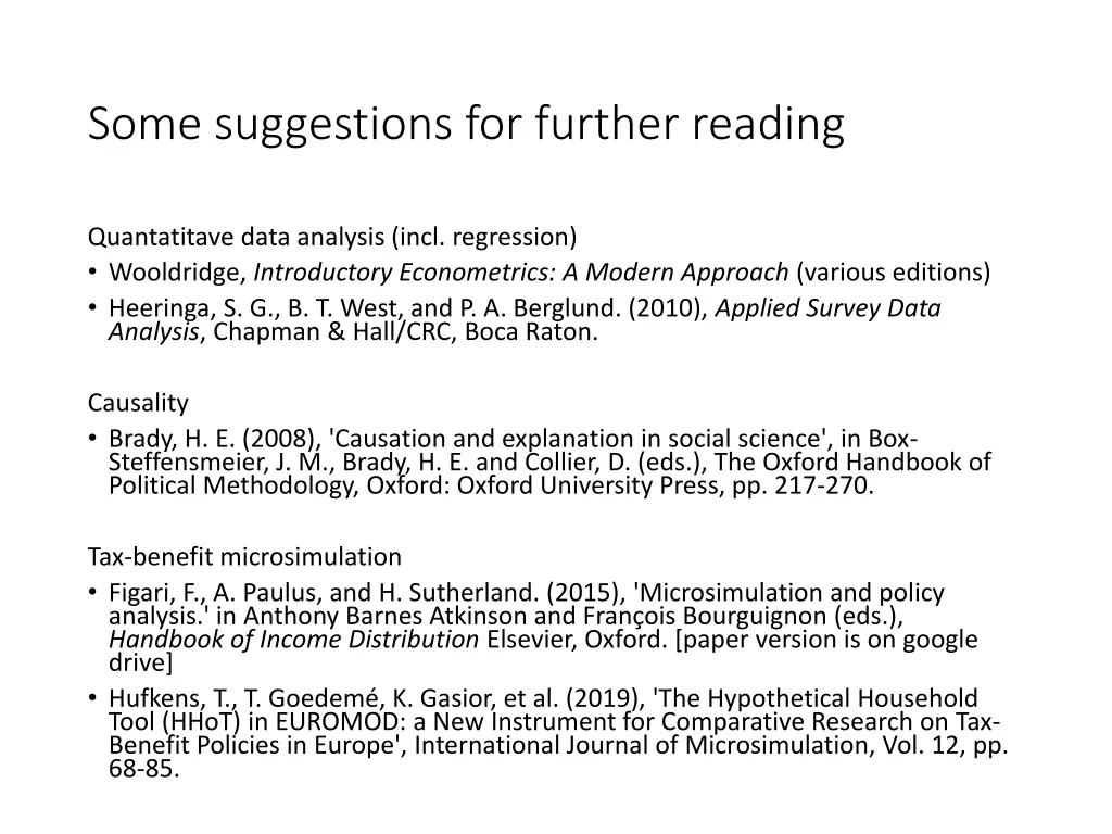 some suggestions for further reading