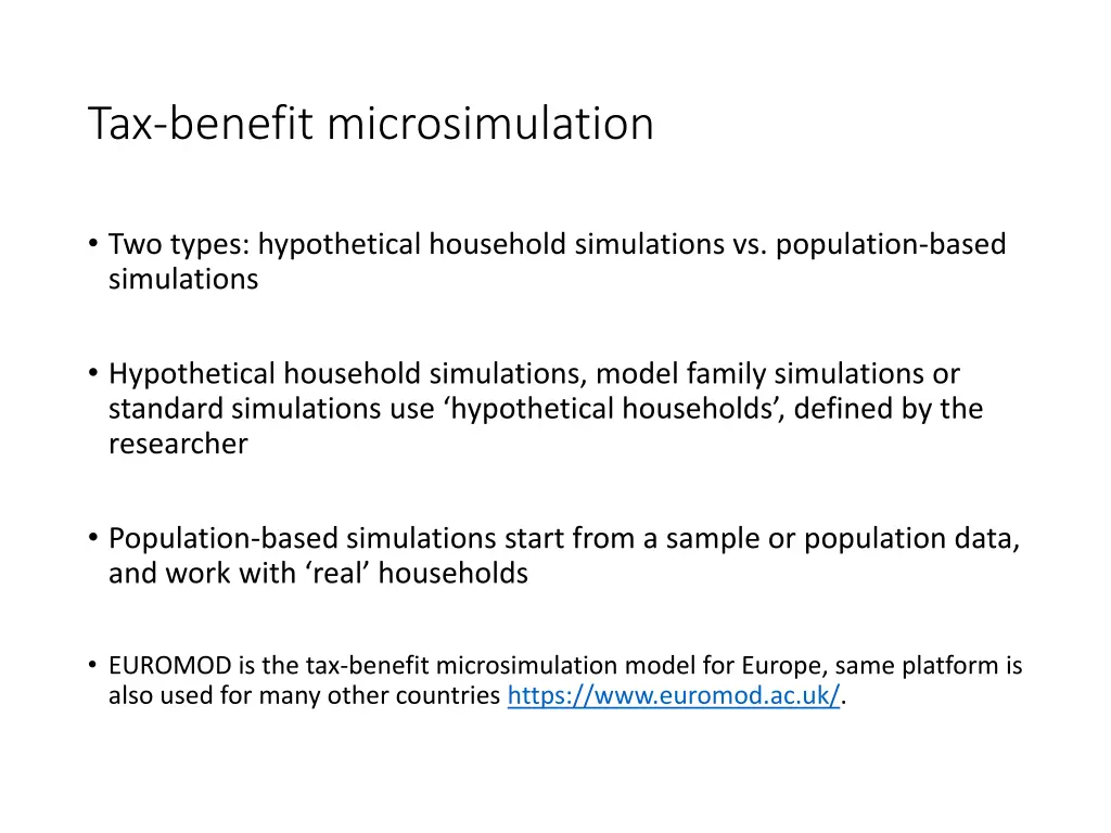 tax benefit microsimulation 1