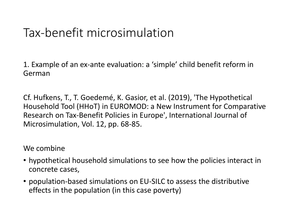 tax benefit microsimulation 2